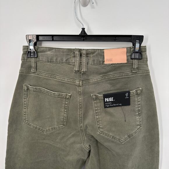 PAIGE DENIM NWT Alexis Cargo Barrel Leg Pant in Vintage Ivy Green // 25 - Picture 8 of 13